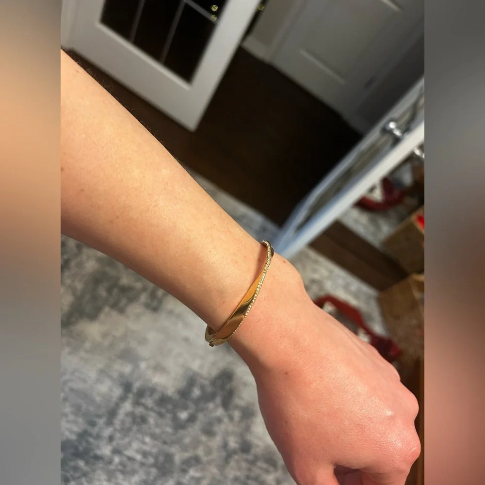 Gold Kate Spade Accented Twisted Bangle Bracelet - Picture 3 of 9